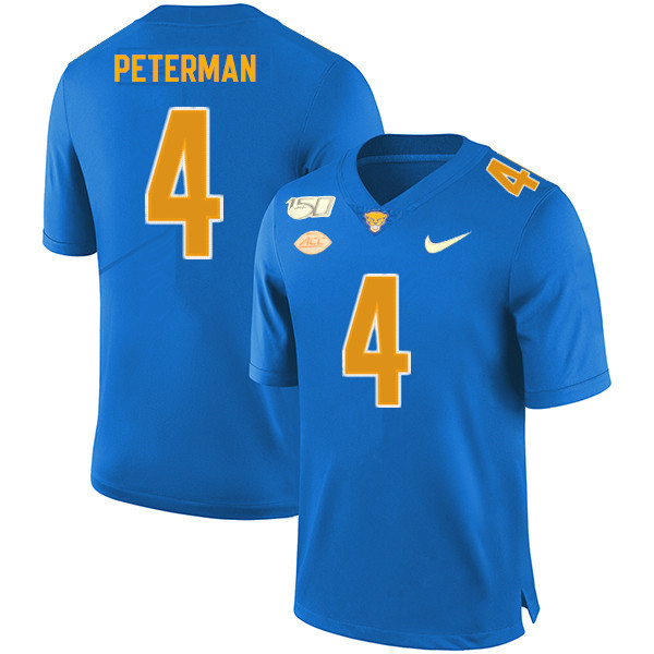 2019 Men #4 Nathan Peterman Pitt Panthers College Football Jerseys Sale-Royal
